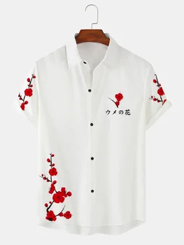 Havajų vyriški Marškiniai Vasaros Paplūdimio Atsitiktinis 3d Gėlių Spausdinti į Viršų Lauko Mados Negabaritinių Laisvi Drabužiai 2023 Vyrai Gatvės Marškinėliai