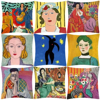 Henri Matisse Meno Pagalvėlė Padengti Moters Portretas Aliejaus Tapybai Optimizmo Dekoratyvinės Pagalvėlės, Už Sofos 45X45cm