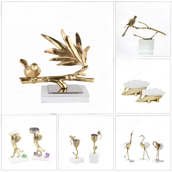 Paprasta šiuolaikinės metalo paukščių, gyvūnų metalų kristalų papuošalai viešbutis klubą, pardavimų biuras modelis kambarys