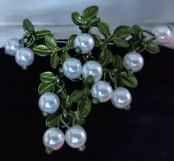 Vintage White Uogų Pearl Pin Sages Moterims Prabanga Baroko Papuošalai Šviežių Augalų Atvartas Smeigtukai Temperamentas Kostiumą Priedai
